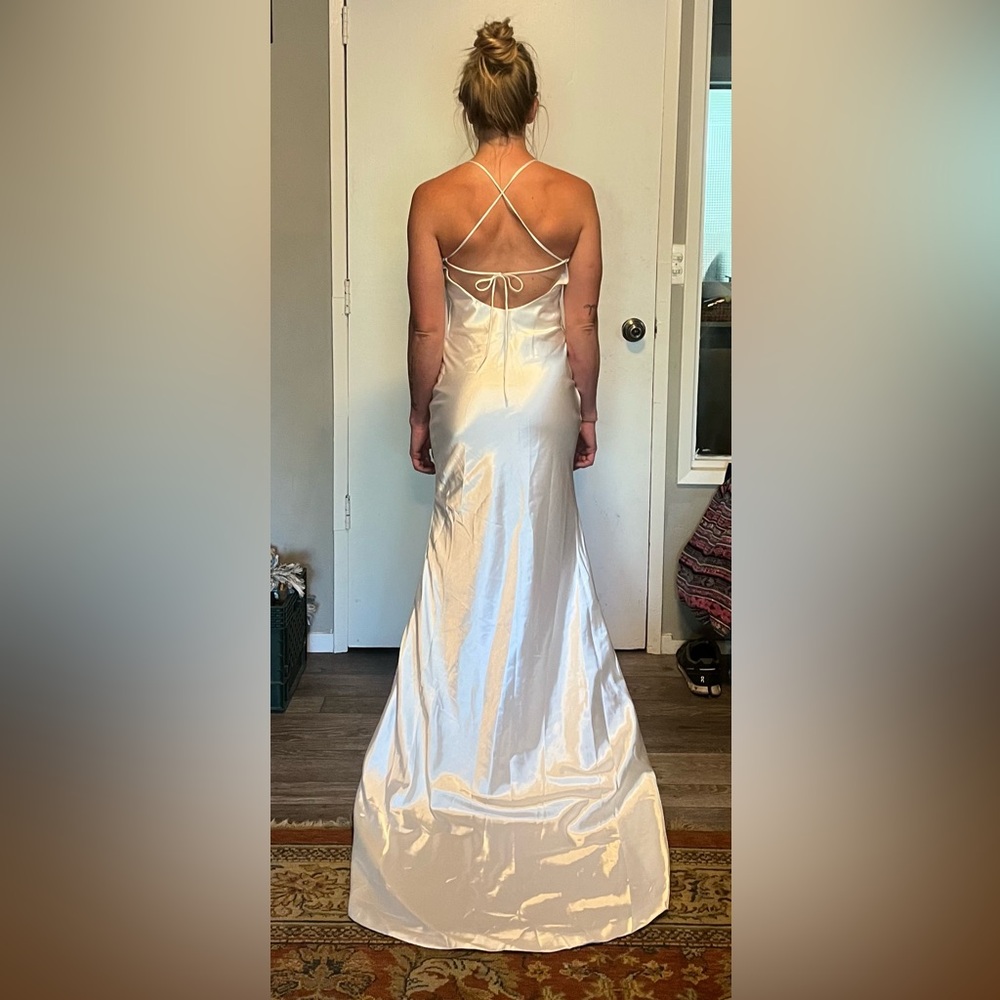 Elegant Backless White Gown